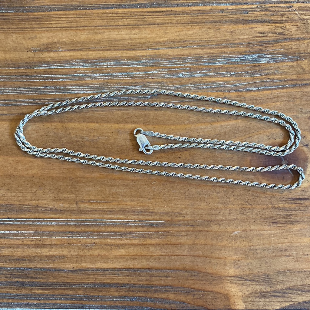 Vintage 22 Sterling Silver 925 Italian Rope Necklace